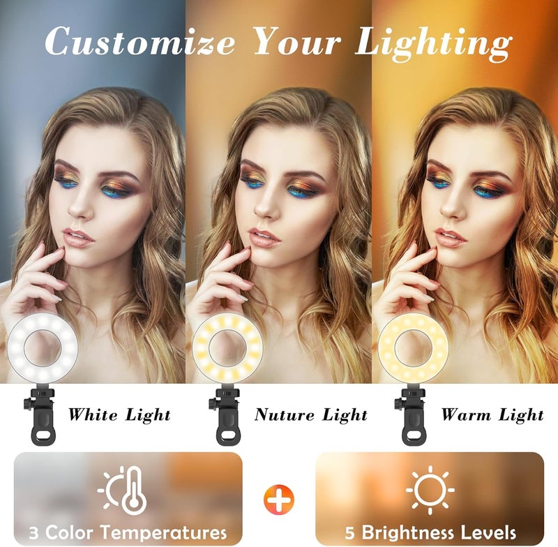 Mojimdo Ring Light [3 Color, 5 Brightness & Timer] 3.5'' Small Video Conference Lighting Clip On Monitor Laptop iPad Phone, USB Plug Dimmable Selfie Light for Working, Meeting, YouTube/TikTok Content Creator - Image 2